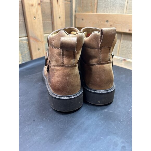 Harley-Davidson Womens Antique Leather Boots Size 8 With Buckle Strap Pull Tabs - Picture 7 of 10